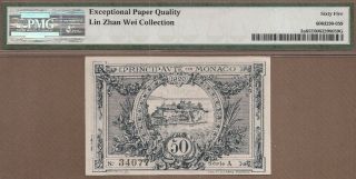 MONACO: 50 Centimes Banknote,  (UNC PMG65),  P - 3a,  20.  03.  1920, 2