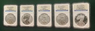 2011 Silver Eagle Anniversary 5 Coin Set - Early Releases Ngc 70