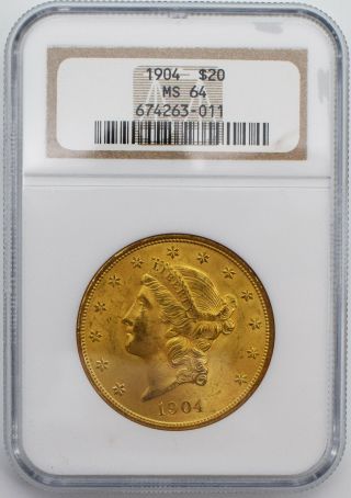 1904 Us Gold $20 Liberty Head Double Eagle Coin Ngc Ms 64 - M