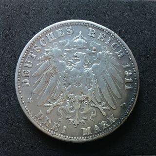 Germany (kaiserreich),  3 Mark,  1911 F,  Silver