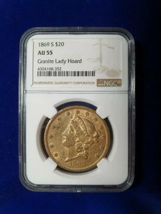Semi - Key Date 1869 - S $20 Gold Liberty Double Eagle Ngc Au - 55 Granite Lady Hoard
