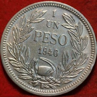 1940 Chile 1 Peso Clad Foreign Coin 2