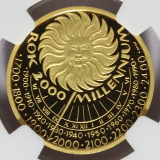2000 Czech Republic Rok Millennium 8g Gold Proof Coin Medal - Ngc Pf 70 Ucam