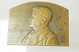 Theodore Roosevelt 12/16/1907 Departure Of Great White Fleet Bronze Medal 3 1/8 "