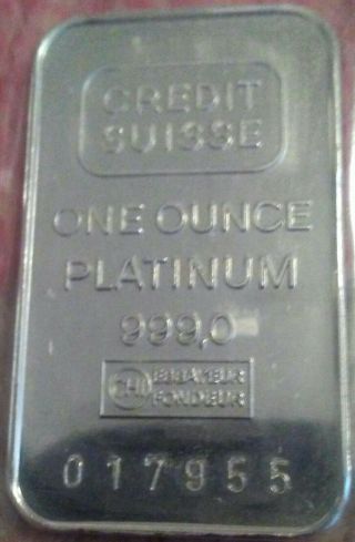 1 Ounce Platinum Credit Suisse Bar