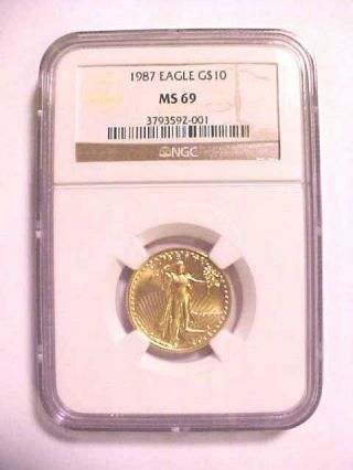 1987 Eagle Gold $10 Ngc Ms69 1/4 Oz.  G$10