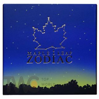 Maple Leaf Zodiac - Aquarius 1 oz BU Silver Coin 5$ Canada 2018 3