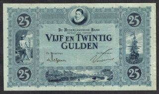 Netherlands 25 Gulden 1928 Vf Willem Van Oranje P45 Gm086939