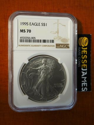1995 $1 American Silver Eagle Ngc Ms70 Classic Brown Label Low Pop