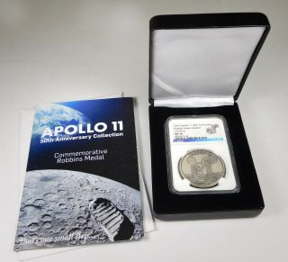 2019 Apollo 11 51th Anniv.  Robbins 1 Oz Silver Medal - Ngc Cag Ms 70 - Restrike