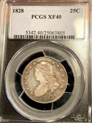 1828 Bust Quarter Pcgs Xf40 Key Date Only 102,  000 Minted Prooflike Surface