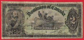 1897 $2 Dominion Of Canada Note Boville Dc - 14c - Vg,
