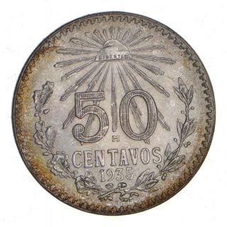 Better - 1935 Mexico 50 Centavos - 8 Grams - World Silver Coin 636