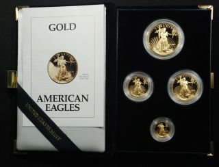 1993 American Eagle Gold 4 Coin Proof Set,  W/box And