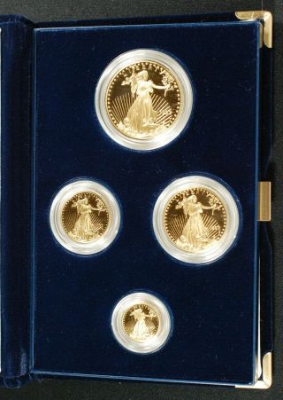 1993 AMERICAN EAGLE GOLD 4 COIN PROOF SET,  W/BOX AND 2