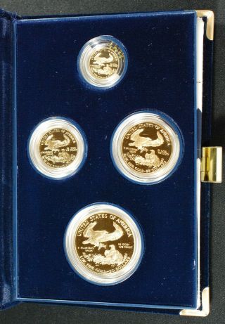 1993 AMERICAN EAGLE GOLD 4 COIN PROOF SET,  W/BOX AND 3