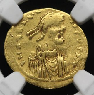 Constans II Gold Tremissis,  AD 641 - 668,  NGC F 3