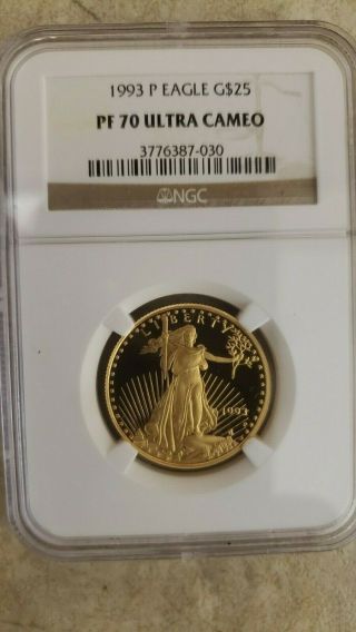 1993 $25 American Gold Eagle Ultra - Cameo 70 current value $12000 3