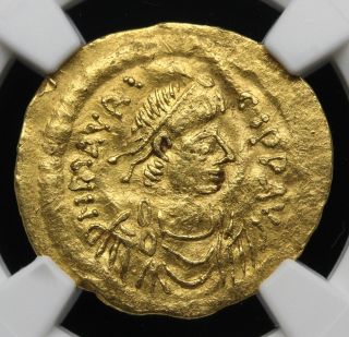 Maurice Tiberius Gold Semissis,  Ad 582 - 602,  Ngc Vf
