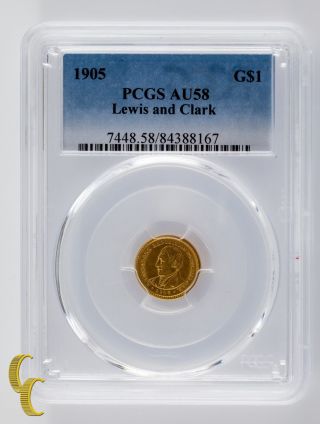 1905 $1 Gold Lewis & Clark Commemorative Pcgs Graded Au 58