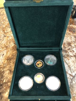 1998 Six Piece Silver And Gold Coin Hologram Proof Set