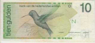 Netherlands Antilles Banknote P23c - 0540 10 Gulden 1994,  Slightly Foxed,  Au