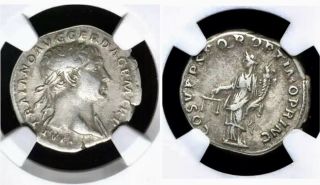 Ngc Certified Roman Empire Trajan Denarius Ad 98 - 117 Graded Vf