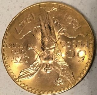 1947 Mexican $50 Peso Gold Coin - Collectible Gold Bullion Mexico Round 3