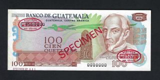 Guatemala 100 Quetzale 1972 - 1983 P63s Specimen Tdlr N001 Uncirculated