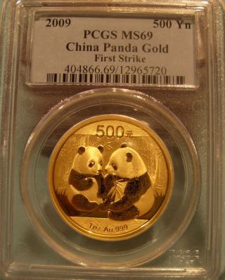 China 2009 Gold 1 Oz Panda 500 Yuan Pcgs Ms69