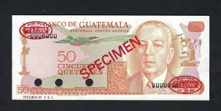 Guatemala 50 Quetzale 1974 - 1983 P63s Specimen Tdlr N001 Uncirculated