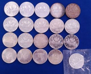 20 - Canada 80 Silver Bu,  $1 1 - 1960/9 - 61/2 - 62/2 - 63/3 - 64/65/66/67 L4882