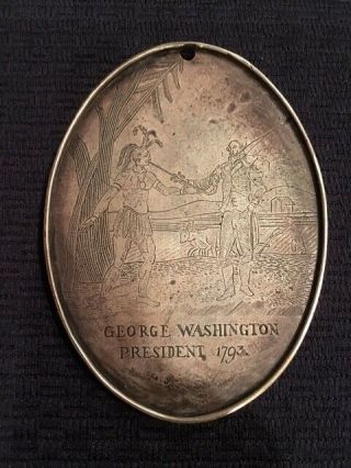 George Washington Indian Peace Medal 1793,  Silver.  900 Or Finer,  Native American