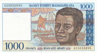 1000 Francs Extra Fine,  Banknote From Madagascar 1994 Pick - 76