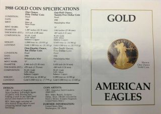 1988 Proof Gold American Eagle 4 Coin Set & 2