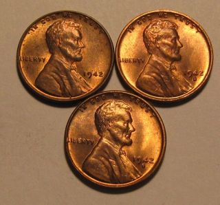 1942 1942 D 1942 S Lincoln Cent Penny - Mixed Au,  /bu - 40su