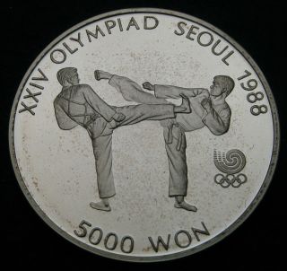 Korea South 5000 Won 1987 Proof - Silver - 1988 Olympics.  - 563