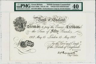 Bank Of England Great Britain 50 Pounds 1937 Operation Bernhard Pmg 40