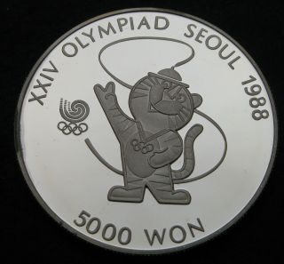 Korea South 5000 Won 1986 Proof - Silver - 1988 Olympics.  - 562