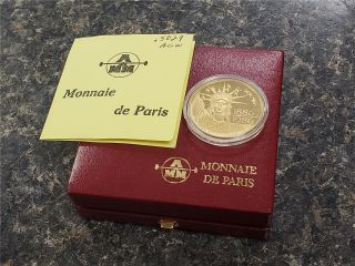 1986 France Proof Gold 100 Francs Statue Of Liberty Round Coin Monnaie De Paris