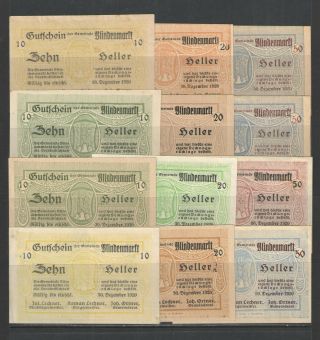 Austria Notgeld Blindenmarkt 1920 Set Of 12 Unc