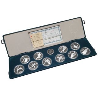 1988 Calgary Canadian Winter Olympics 10 - Coin $20 Silver Proof Set Box