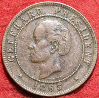 1863 Haiti 20 Centimes Foreign Coin