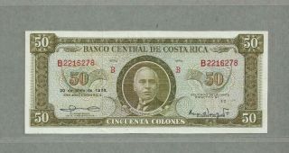 Costa Rica 50 Colones 1970 Unc