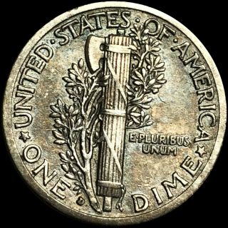 1916 - D Mercury Silver Dime NEARLY UNCIRCULATED Highly Collectible Denver AU,  NR 5