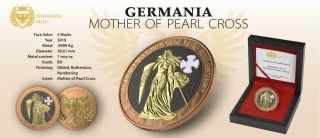 Germania 2019 5 Mark GERMANIA Mother of Pearl Cross 1oz Silver Coin №023 5