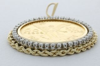 Mexican 50 Pesos Gold Coin Centenario Pendant 14k Diamond Gold Bezel 1821 1931 6