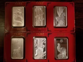 6 100 Gram 999 Silver Bar Pamp Suisse Lunar Year 2012 - 2017 On Ebay