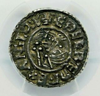 Pgcs Au Anglo - Saxon Aethelred Ii (978 - 1016) Exquisite Penny England.  Silver Coin