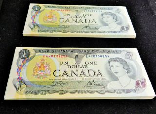 One Hundred Consecutive 1973 Canadian One Dollar (1.  00) Bills